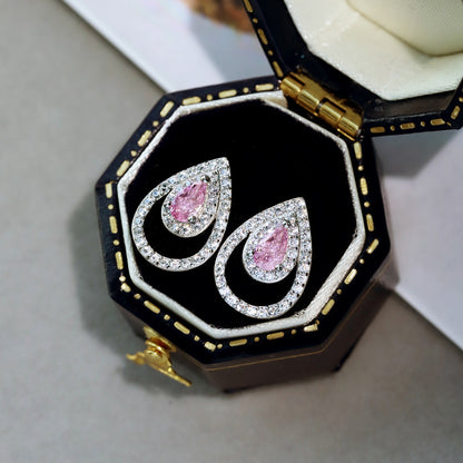 [Love More]Sparkling Delicate Water Drop Shape Daily Earrings