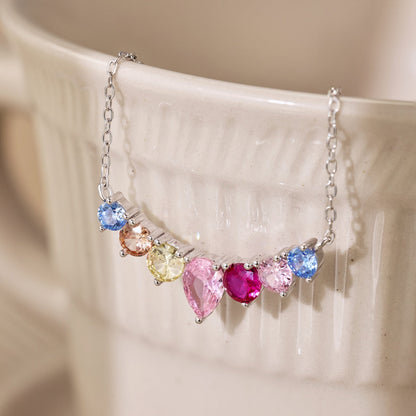 [Love More]Dainty Colorful Heart Necklace