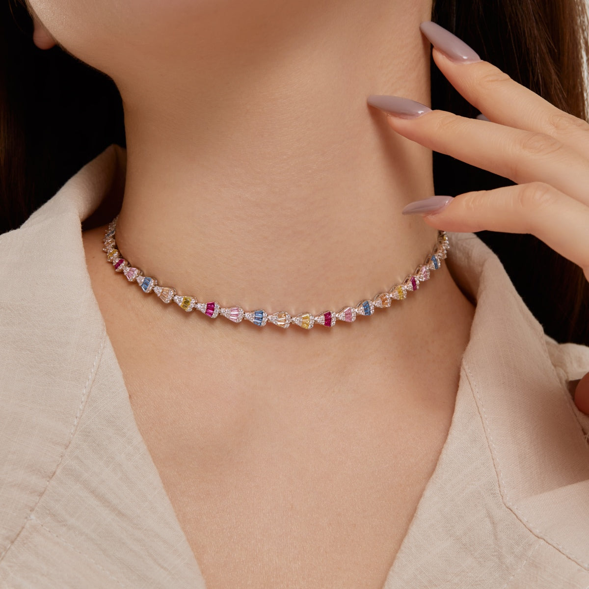 [Love More]Radiant Colorful Rainbow Necklace