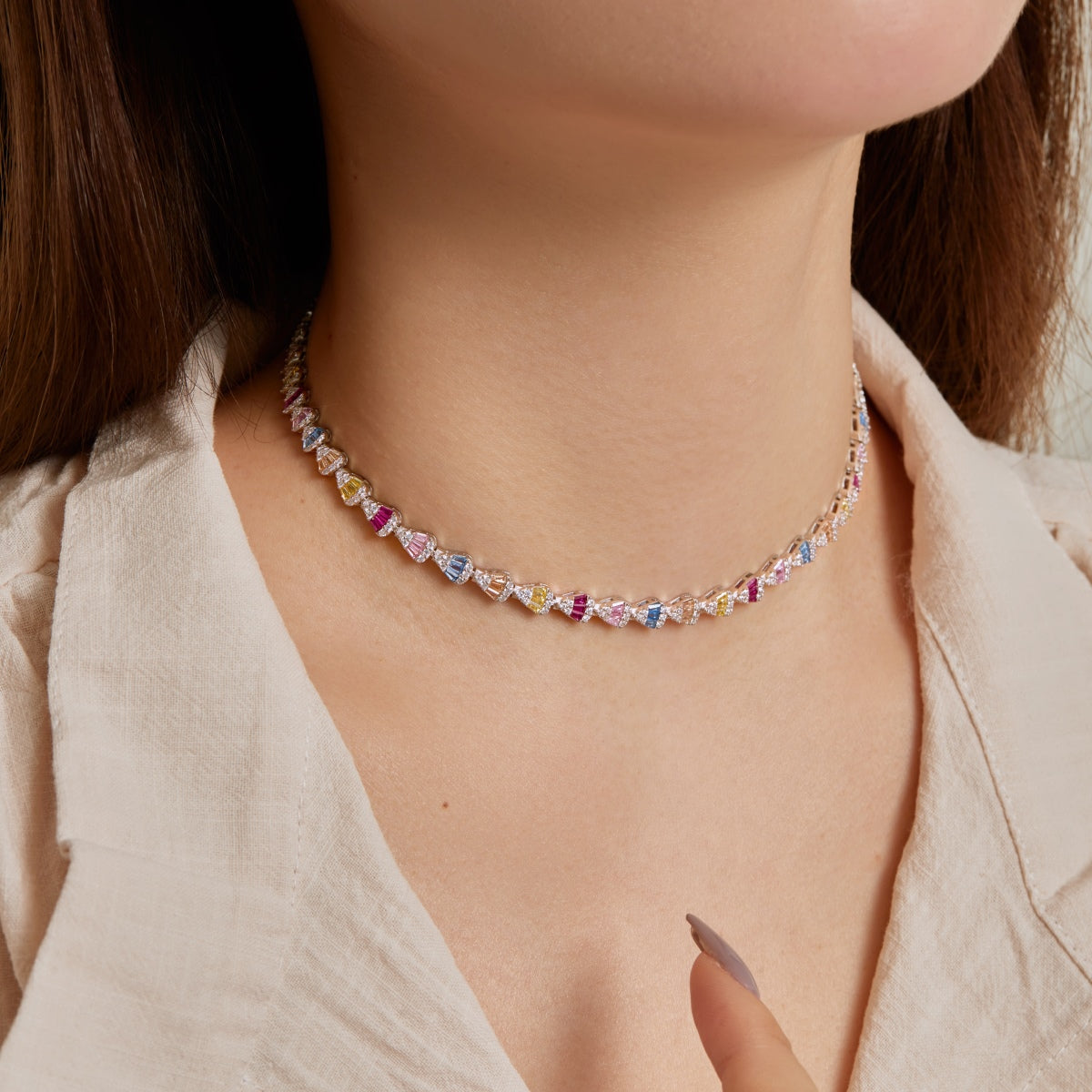 [Love More]Radiant Colorful Rainbow Necklace