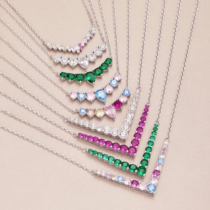 [Love More]Dainty Colorful Heart Necklace