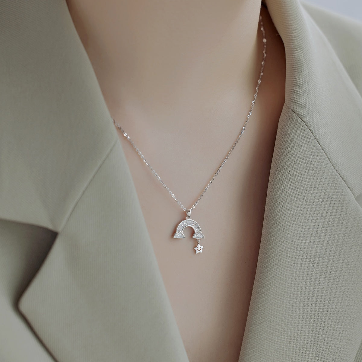 [Love More]Unique Rainbow Star Necklace