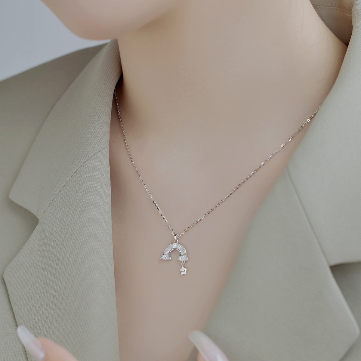 [Love More]Unique Rainbow Star Necklace