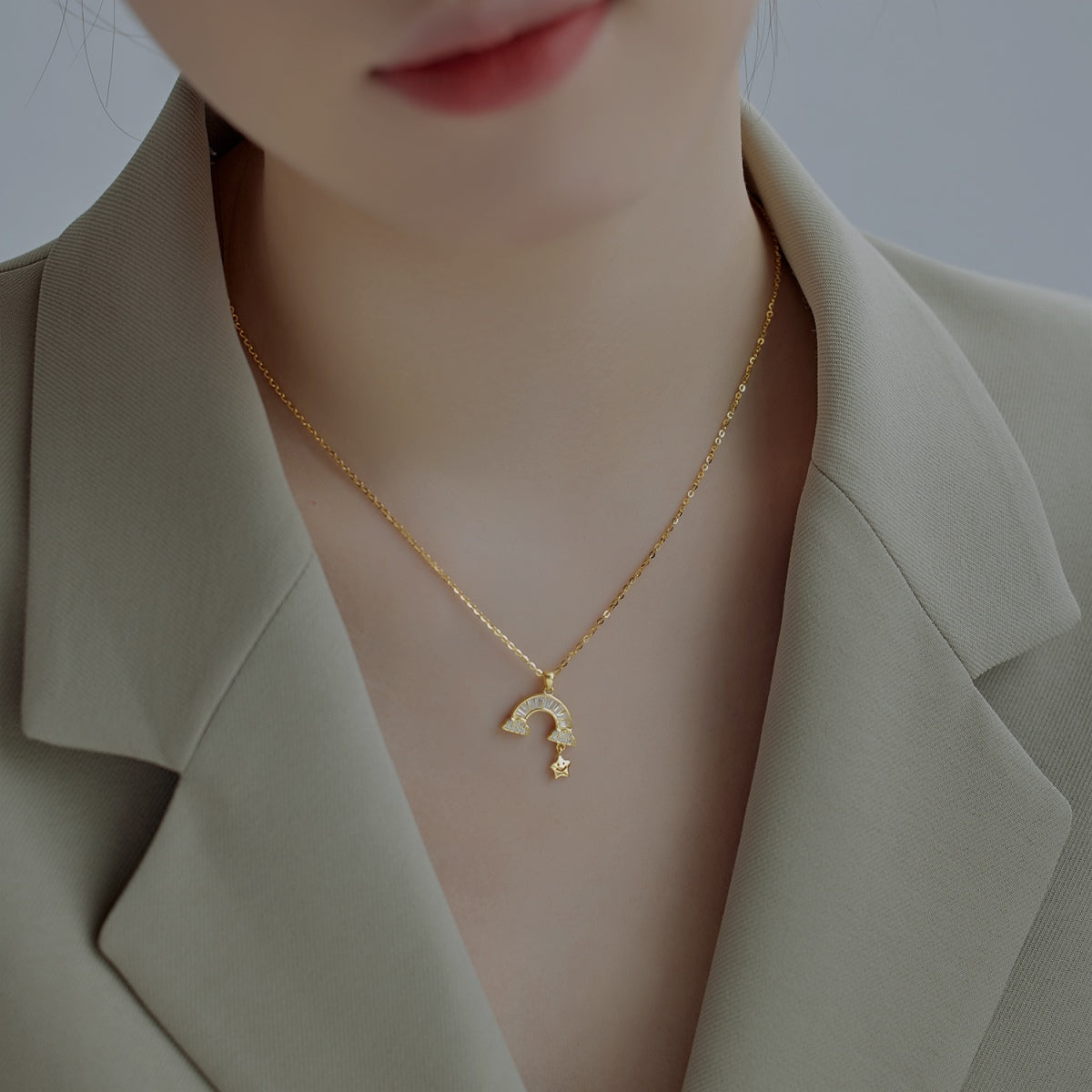 [Love More]Unique Rainbow Star Necklace