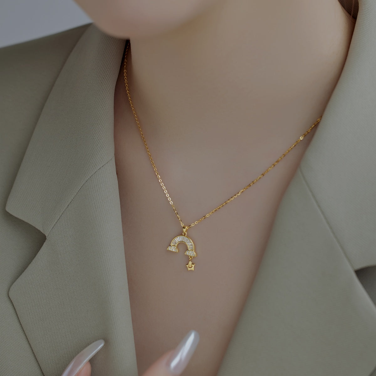 [Love More]Unique Rainbow Star Necklace