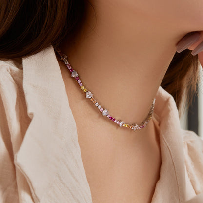 [Love More]Delicate Colorful Rainbow Tennis Chain