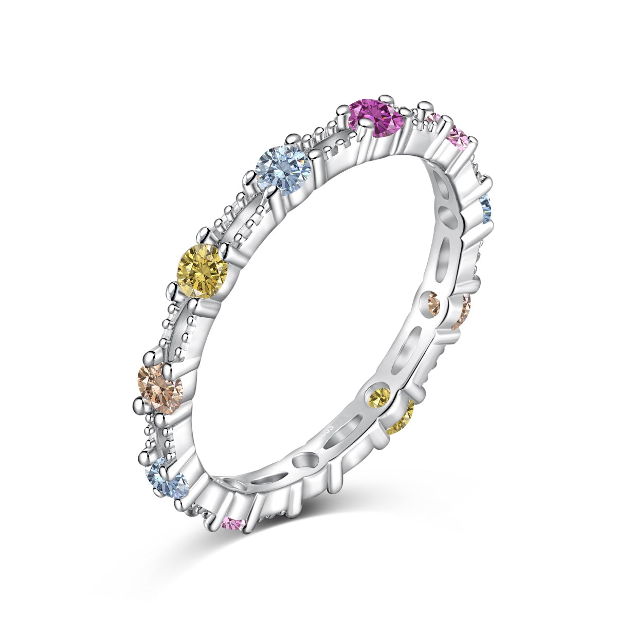 [Love More]Sparkling Colorful Round Cut Tennis Ring