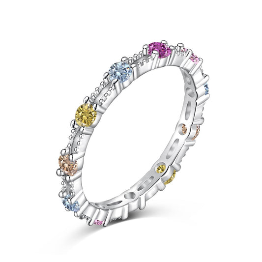 [Love More]Sparkling Colorful Round Cut Tennis Ring