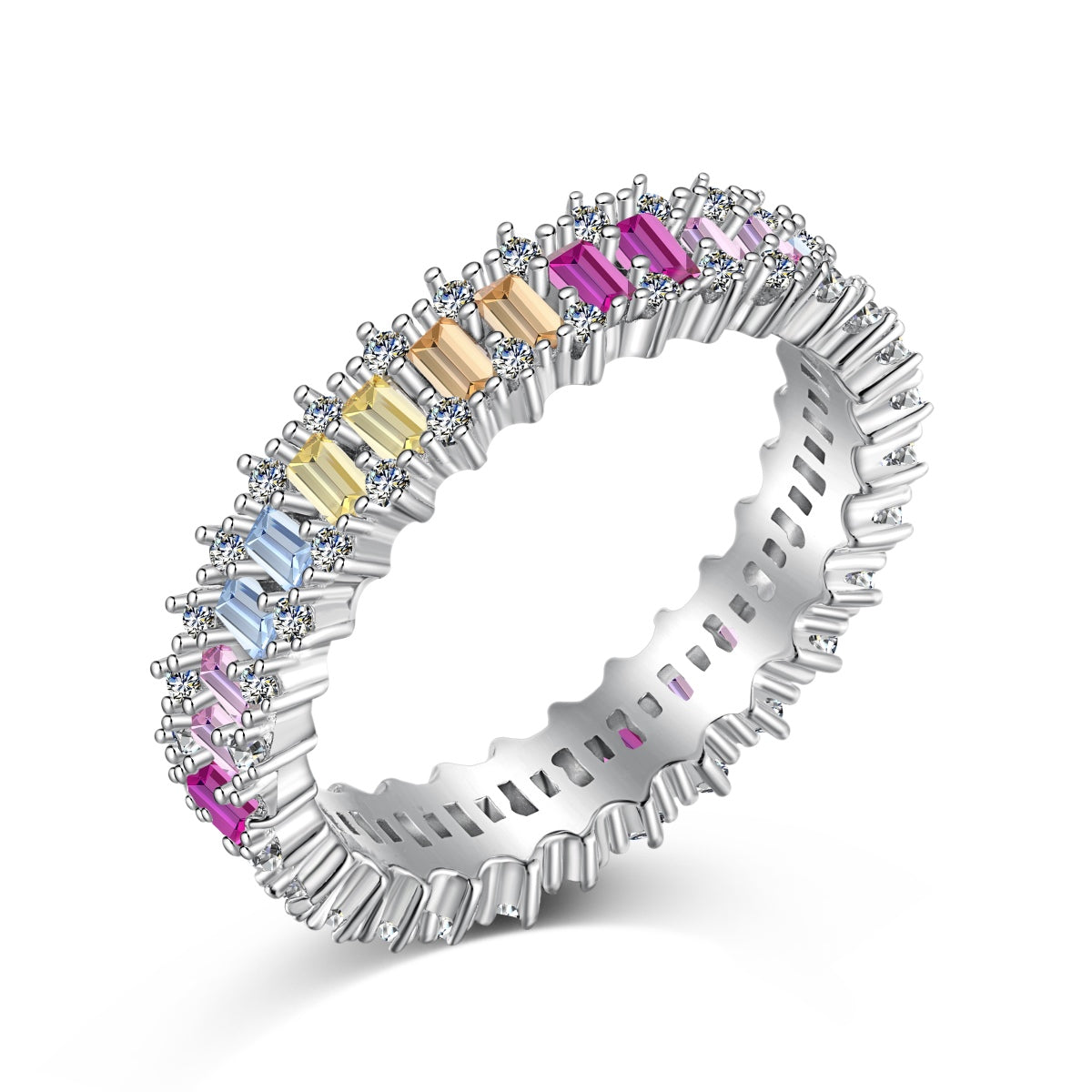 [Love More]Splashy Ornate Emerald Cut Cocktail Ring