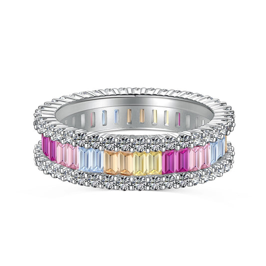 [Love More]Dainty Kaleidoscopic Emerald Cut Daily Ring