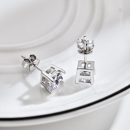 [Love More]1.0 Carat Radiant Princess Cut Wedding Earrings