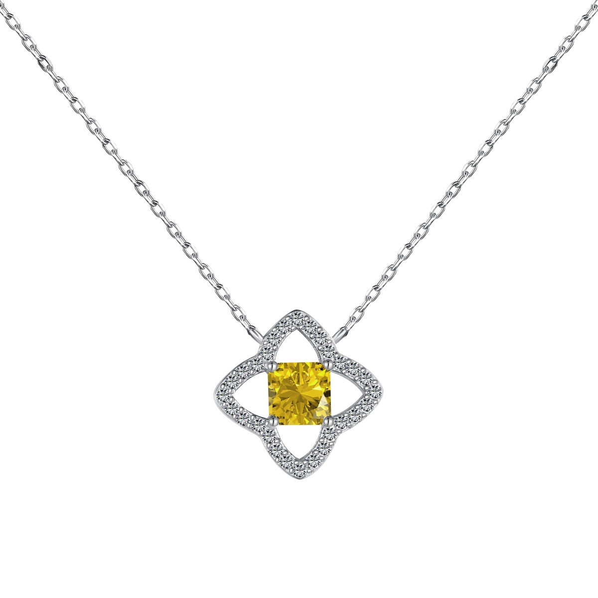 [Love More]Exquisite Flower Shape Princess Cut Necklace