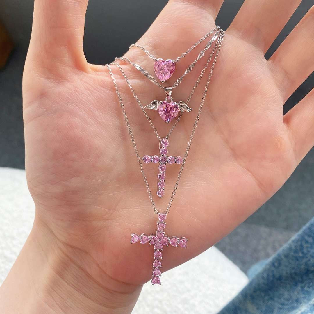 [Love More]Heart Shape Main Stone Pendant Collarbone Necklace