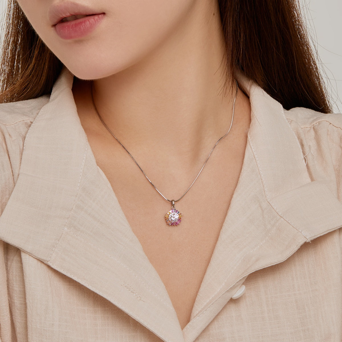 [Love More]Charming Flower Colorful Necklace