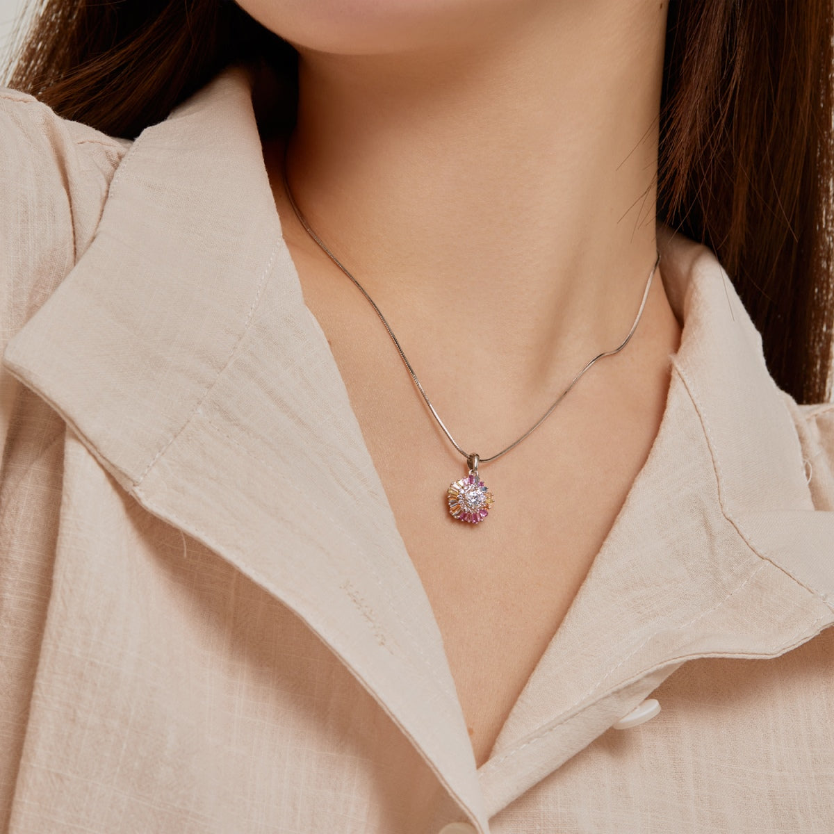 [Love More]Charming Flower Colorful Necklace
