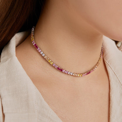 [Love More]Delicate Colorful Tennis Necklace