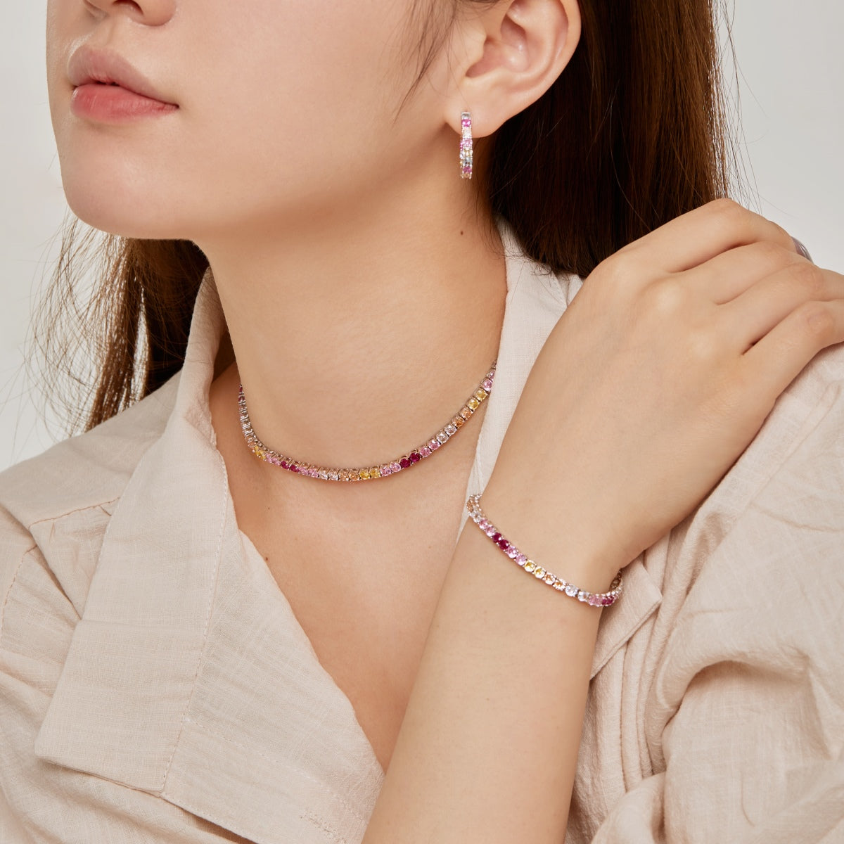 [Love More]Delicate Colorful Tennis Necklace