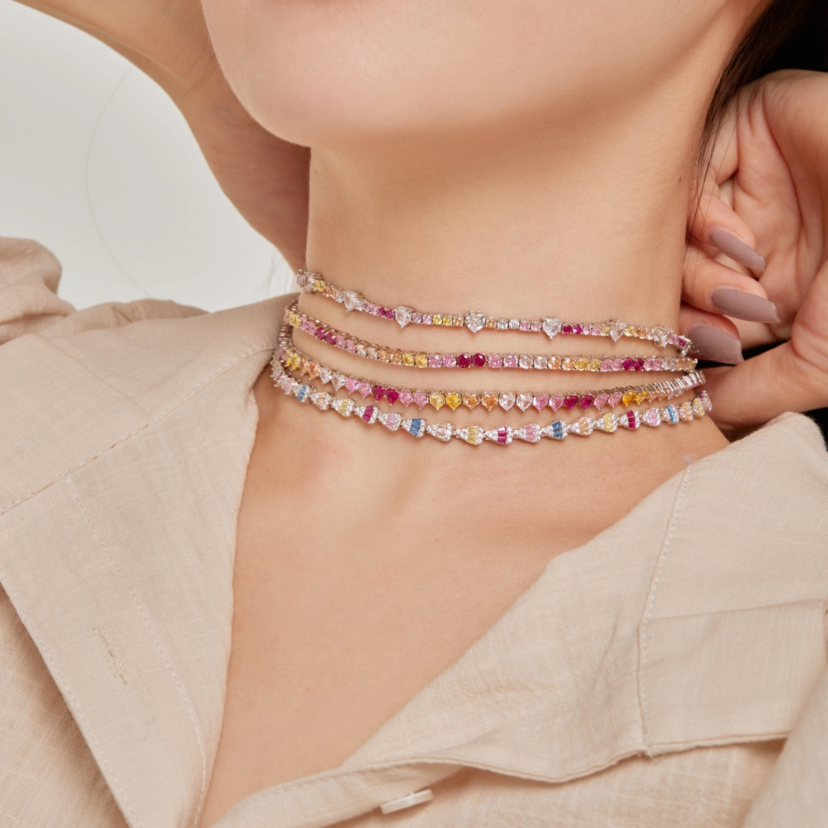 [Love More]Delicate Colorful Tennis Necklace