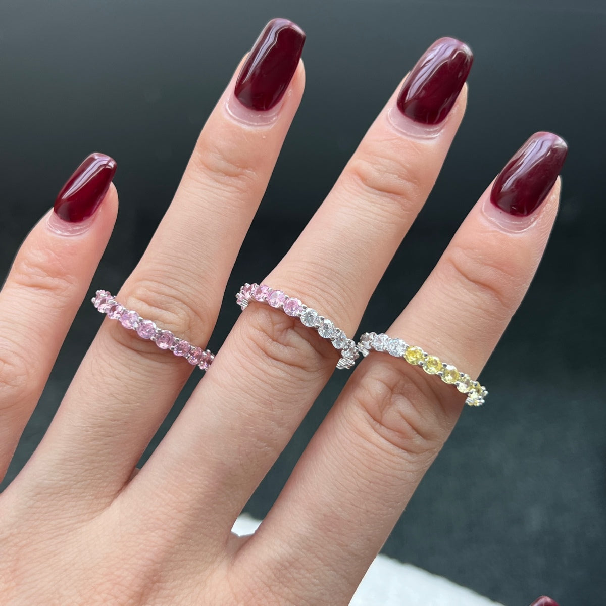 [Love More]Sparkling Round Cut Tennis Ring