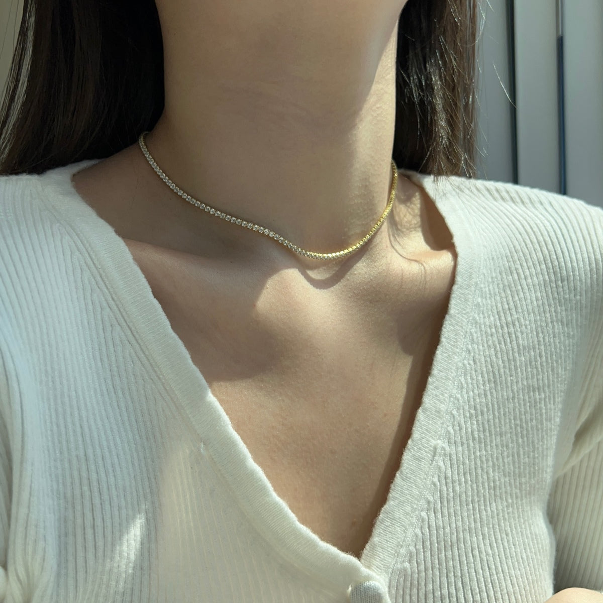 [Love More]Delicate Round Shape Tennis Necklace