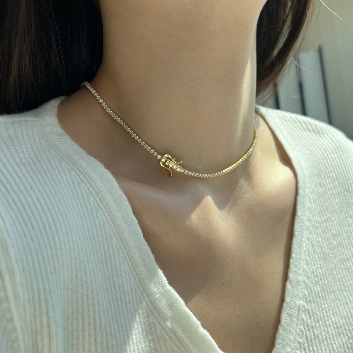 [Love More]Delicate Round Shape Tennis Necklace