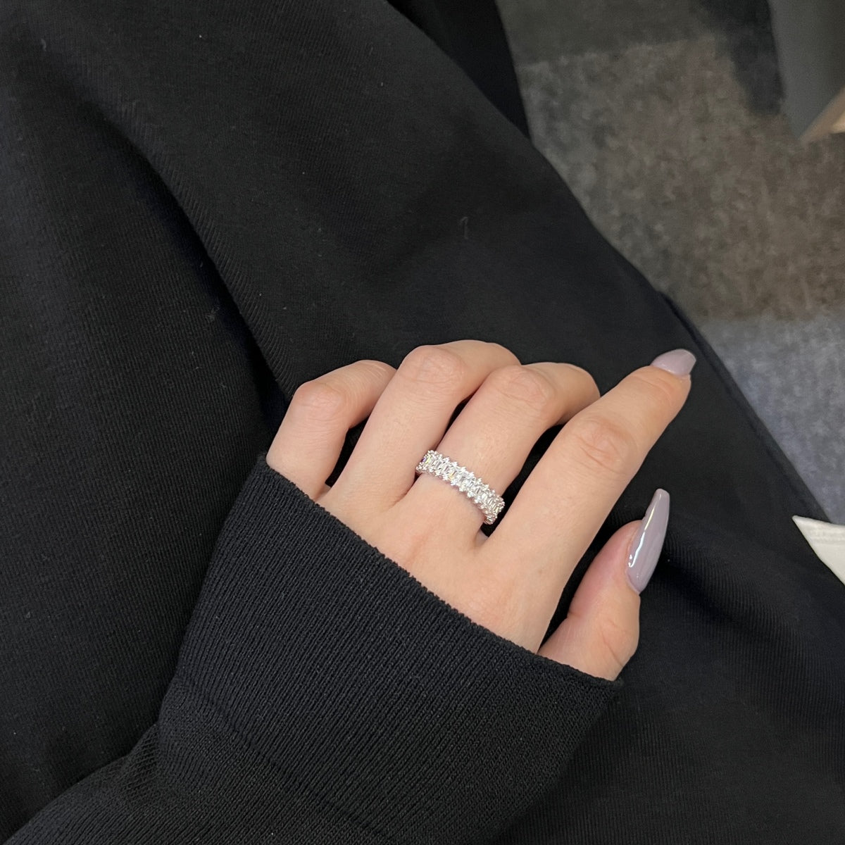 [Love More]Splashy Ornate Emerald Cut Cocktail Ring