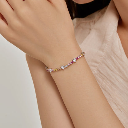 [Love More]Romantic Heart Shape Round Cut Lover Bracelet
