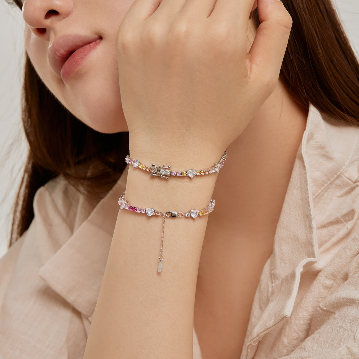 [Love More]Romantic Heart Shape Round Cut Lover Bracelet