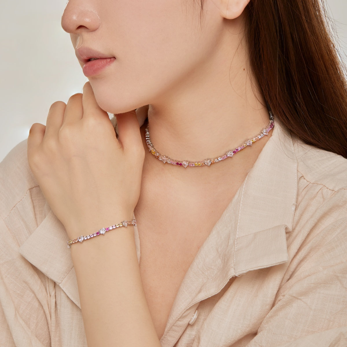 [Love More]Romantic Heart Shape Round Cut Lover Bracelet