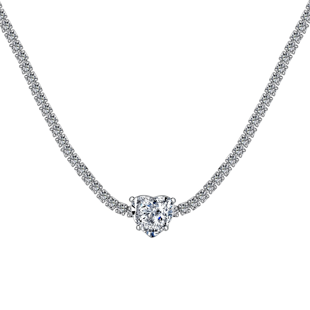 [Love More]2.0 Carat Sparkling Tennis Heart Cut Necklace