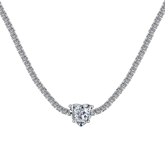 [Love More]2.0 Carat Sparkling Tennis Heart Cut Necklace