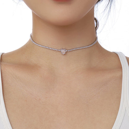 [Love More]2.0 Carat Sparkling Tennis Heart Cut Necklace