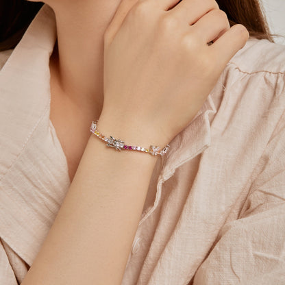 [Love More]Ornate Colorful Butterfly Shape Round Cut Daily Bracelet
