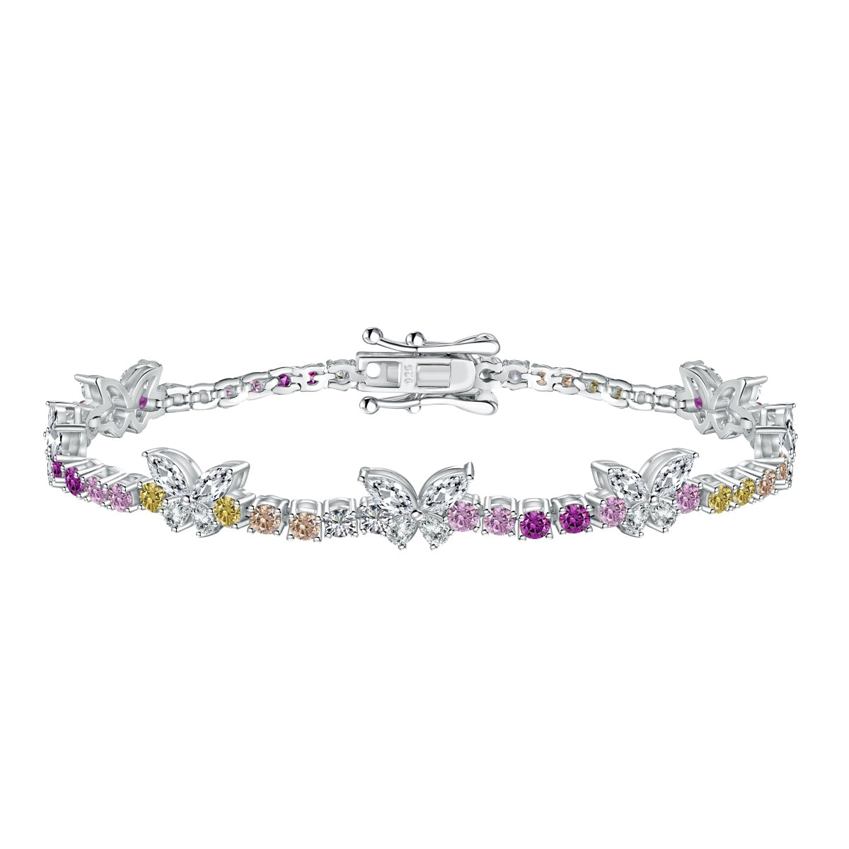 [Love More]Ornate Colorful Butterfly Shape Round Cut Daily Bracelet