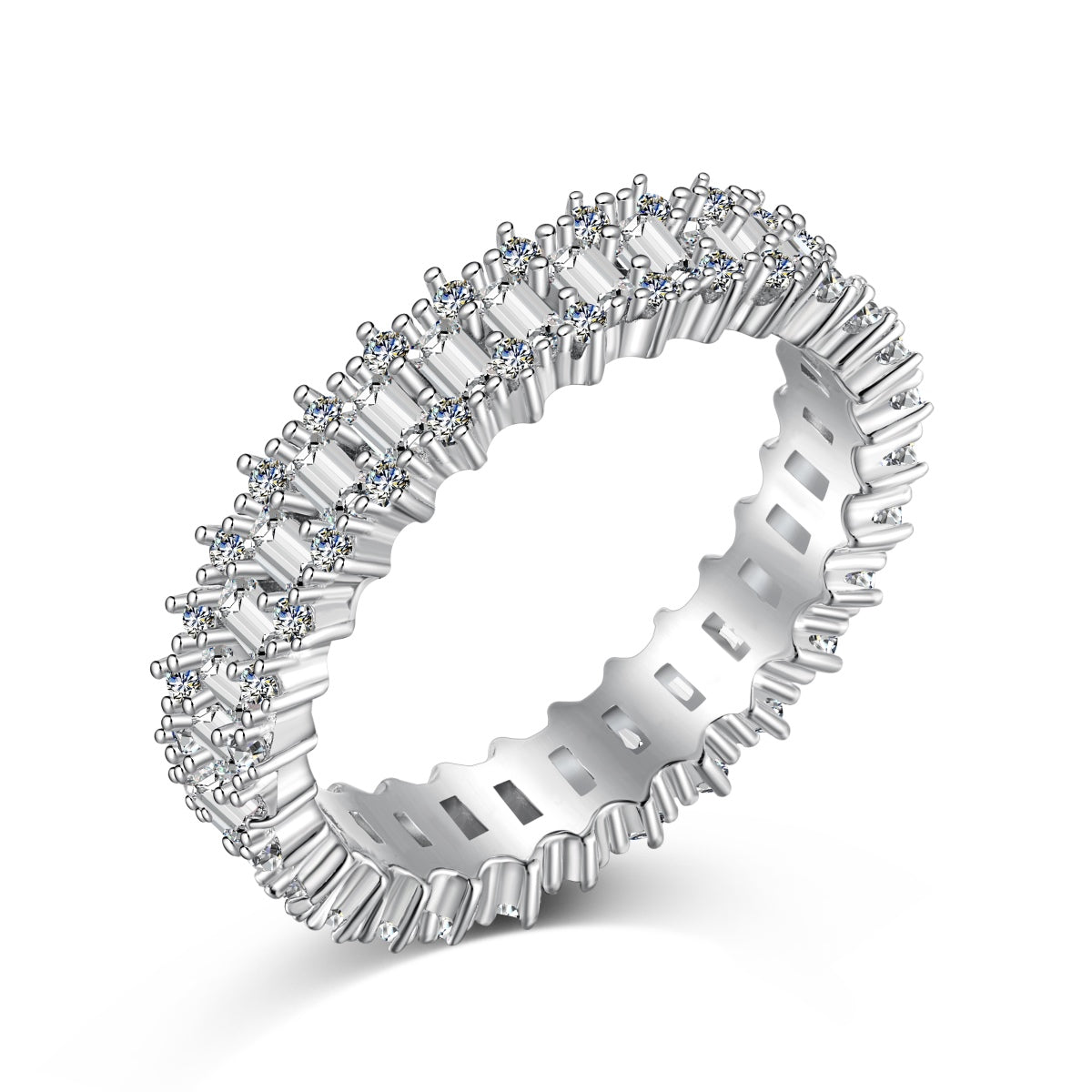 [Love More]Splashy Ornate Emerald Cut Cocktail Ring