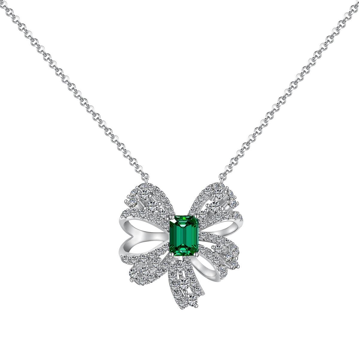 [Love More]Luxurious Flower Shape Emerald Cut Necklace