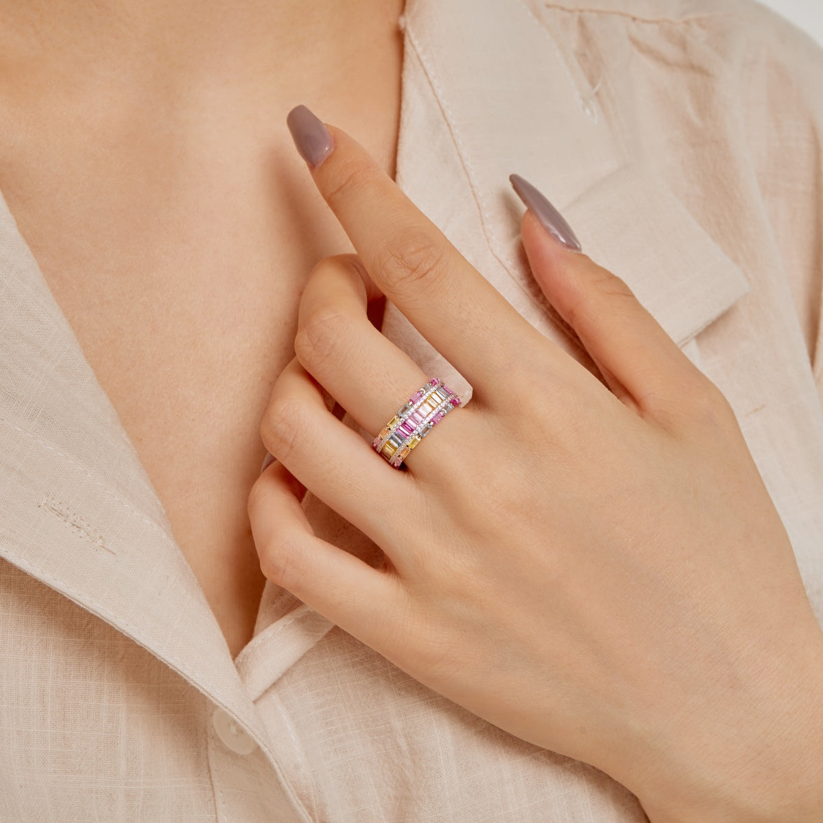 [Love More]Dazzling Colorful Radiant Cut Party Ring