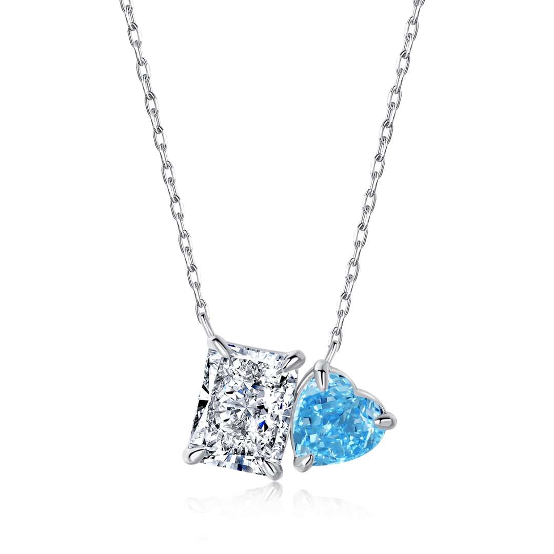 [Love More]Dazzling Square & Heart Shape Necklace
