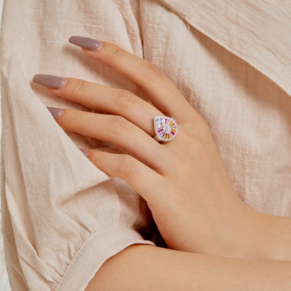 [Love More]Elegant Colorful Water Drop Shape Banquet Ring