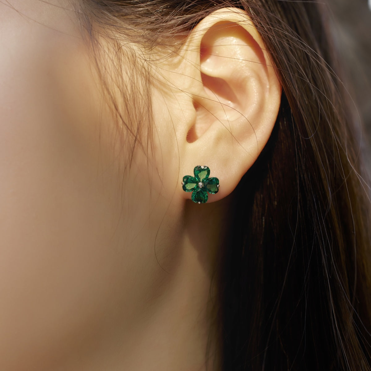 [Love More]Four-Leaf Clover Ball Earrings