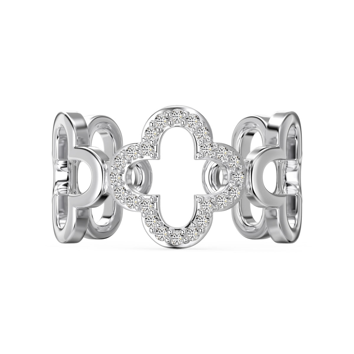 [Love More]Hollow Design Four-Leaf Clover Flower Shape Ring