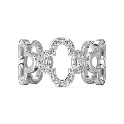 [Love More]Hollow Design Four-Leaf Clover Flower Shape Ring