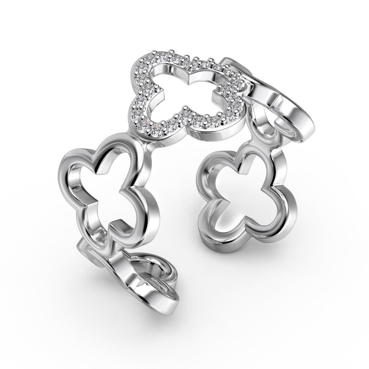 [Love More]Hollow Design Four-Leaf Clover Flower Shape Ring