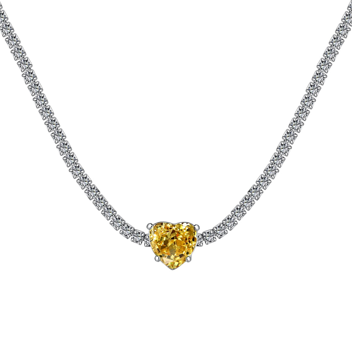 [Love More]2.0 Carat Sparkling Tennis Heart Cut Necklace