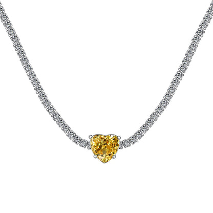 [Love More]2.0 Carat Sparkling Tennis Heart Cut Necklace
