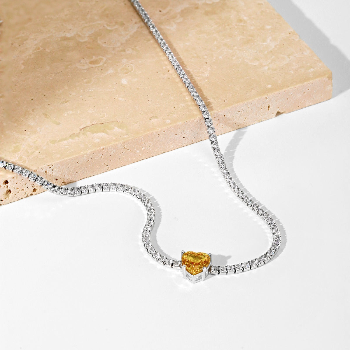 [Love More]2.0 Carat Sparkling Tennis Heart Cut Necklace