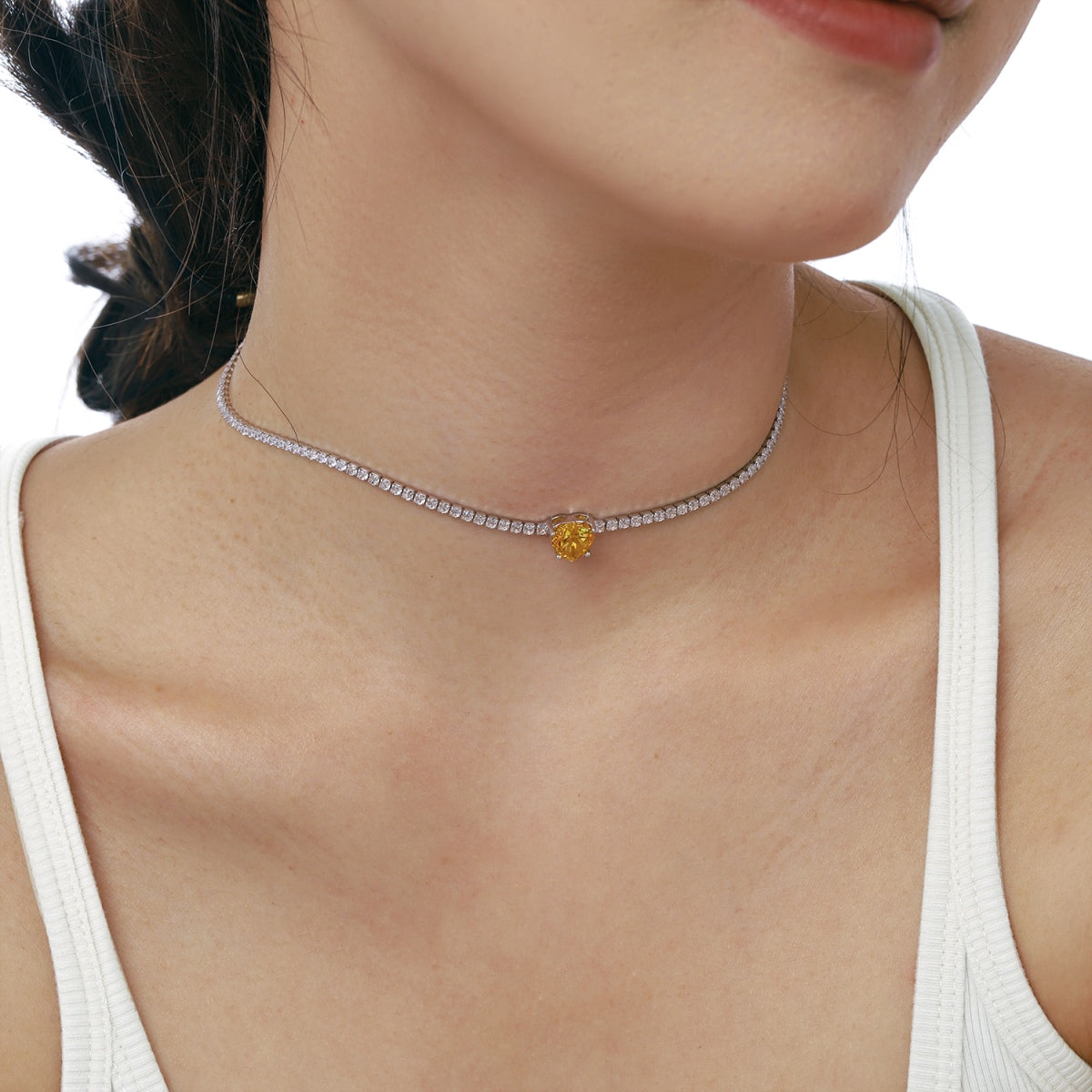 [Love More]2.0 Carat Sparkling Tennis Heart Cut Necklace