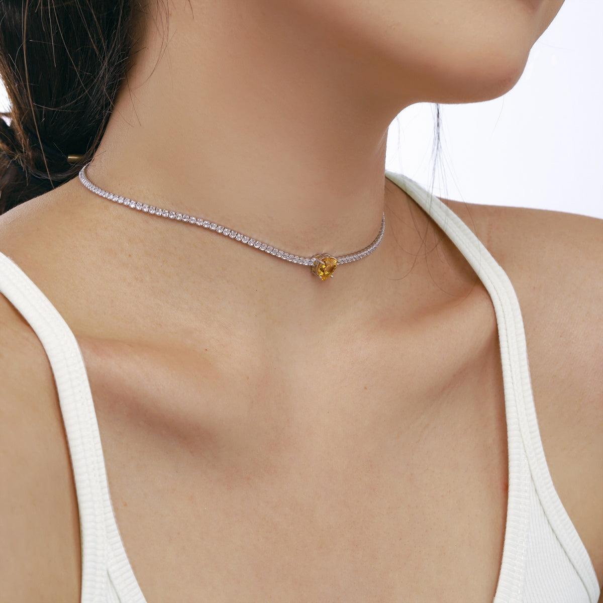 [Love More]2.0 Carat Sparkling Tennis Heart Cut Necklace