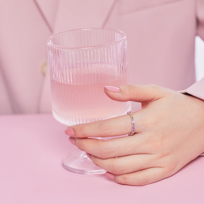 [Love More]Sparkling Colorful Round Cut Tennis Ring