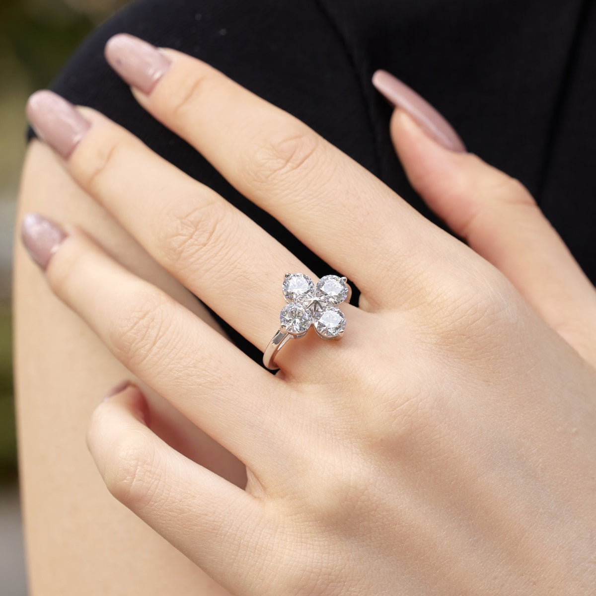 [Love More]Four-Leaf Clover Eight-Pointed Star Ring
